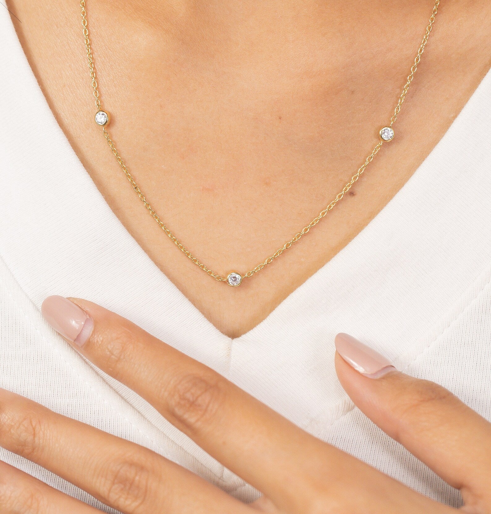 Diamond By The Yard Necklace, Wedding Necklace, Ladies Diamond Necklace, Layering Necklace for Women