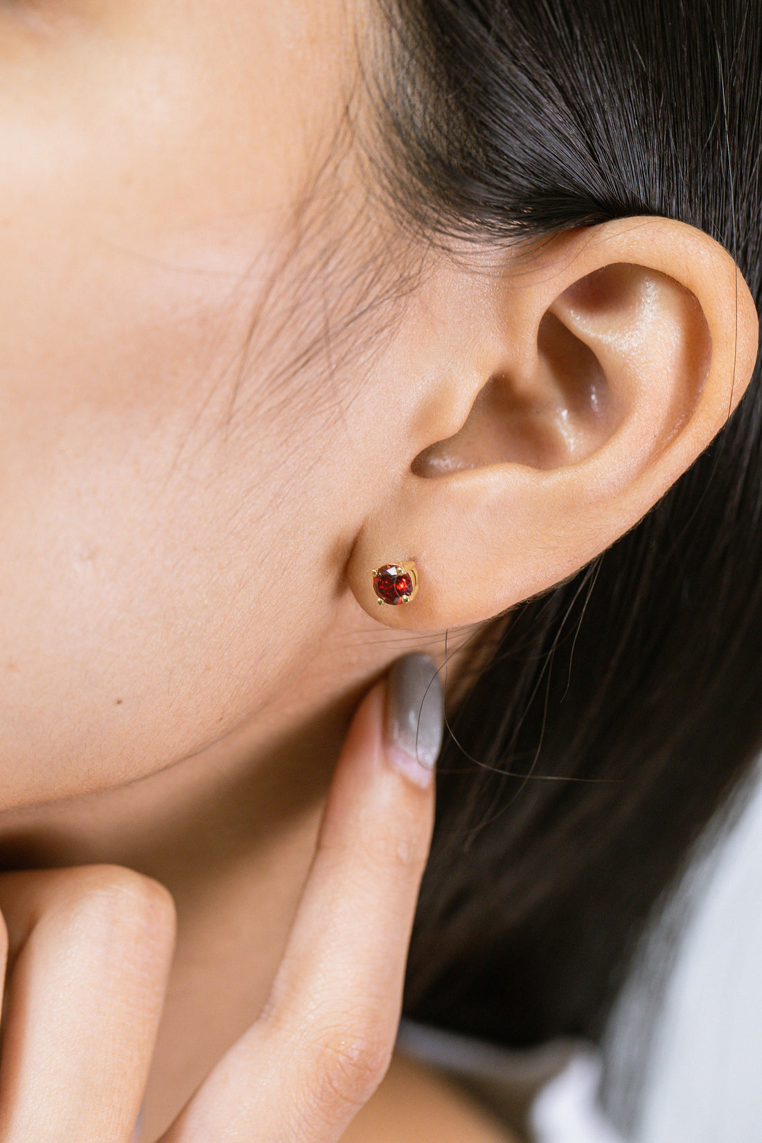 Four Prong Garnet Stud Earrings, January Birthstone Gifts, Starling Silver Garnet Solitaire Earring, Everyday Earrings