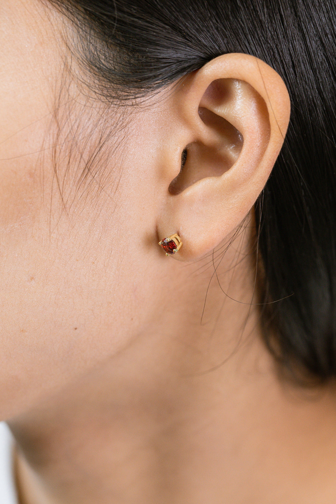 Four Prong Garnet Stud Earrings, January Birthstone Gifts, Starling Silver Garnet Solitaire Earring, Everyday Earrings