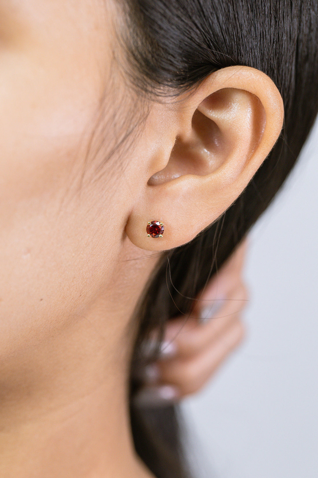 Four Prong Garnet Stud Earrings, January Birthstone Gifts, Starling Silver Garnet Solitaire Earring, Everyday Earrings