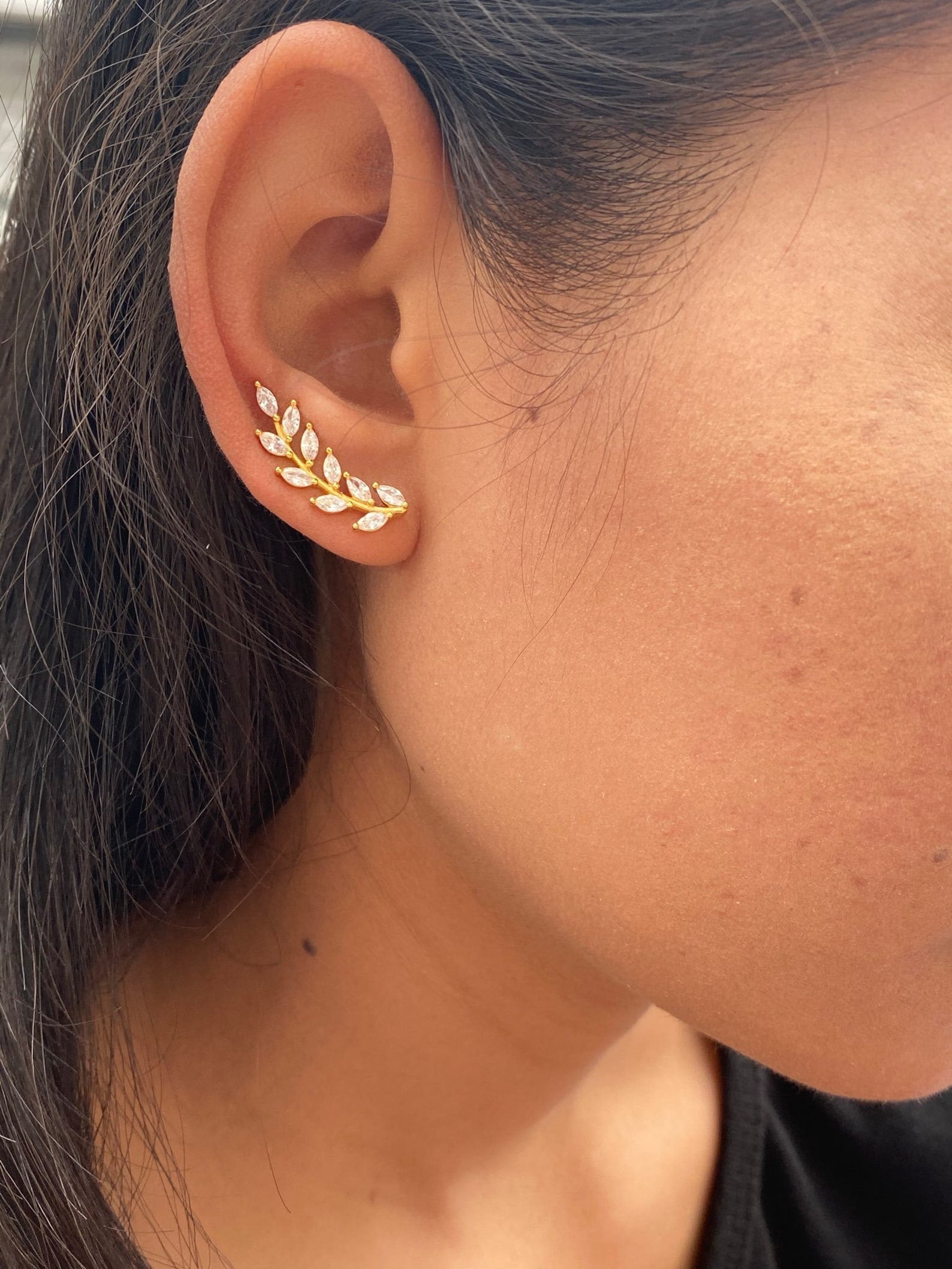 Moissanite Ear Climber Earrings / Marquise Unique Earrings Climber / Ear Crawlers Earrings / Bridesmaid Gift / Minimalist Earrings