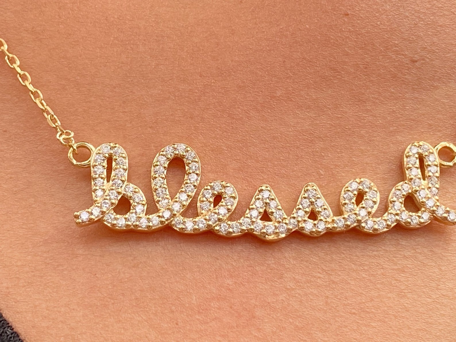 Blessed Necklace / Feeling Blessed Necklace / Expression of Being Blessed Gift / Custom Name Necklace