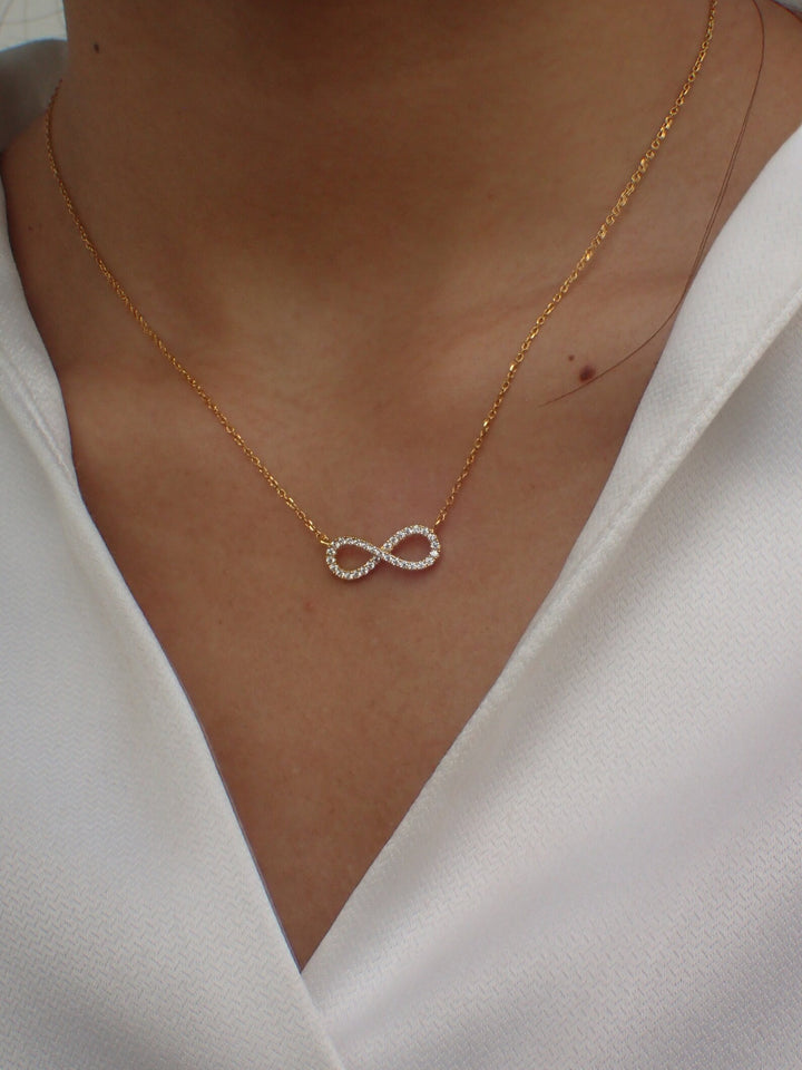 Infinity Moissanite Necklace, Infinite Love Necklace, 925 Sterling Silver Infinity Char, Gift for Wife, Girlfriend