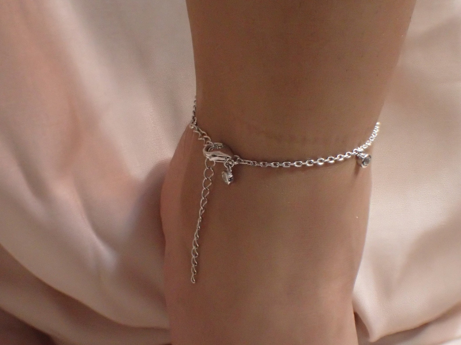 2.5mm Diamond Anklet / Bridesmaid Gift Anklet Bracelet / Minimalist Dainty Anklet / Sterling Silver Diamond Anklet