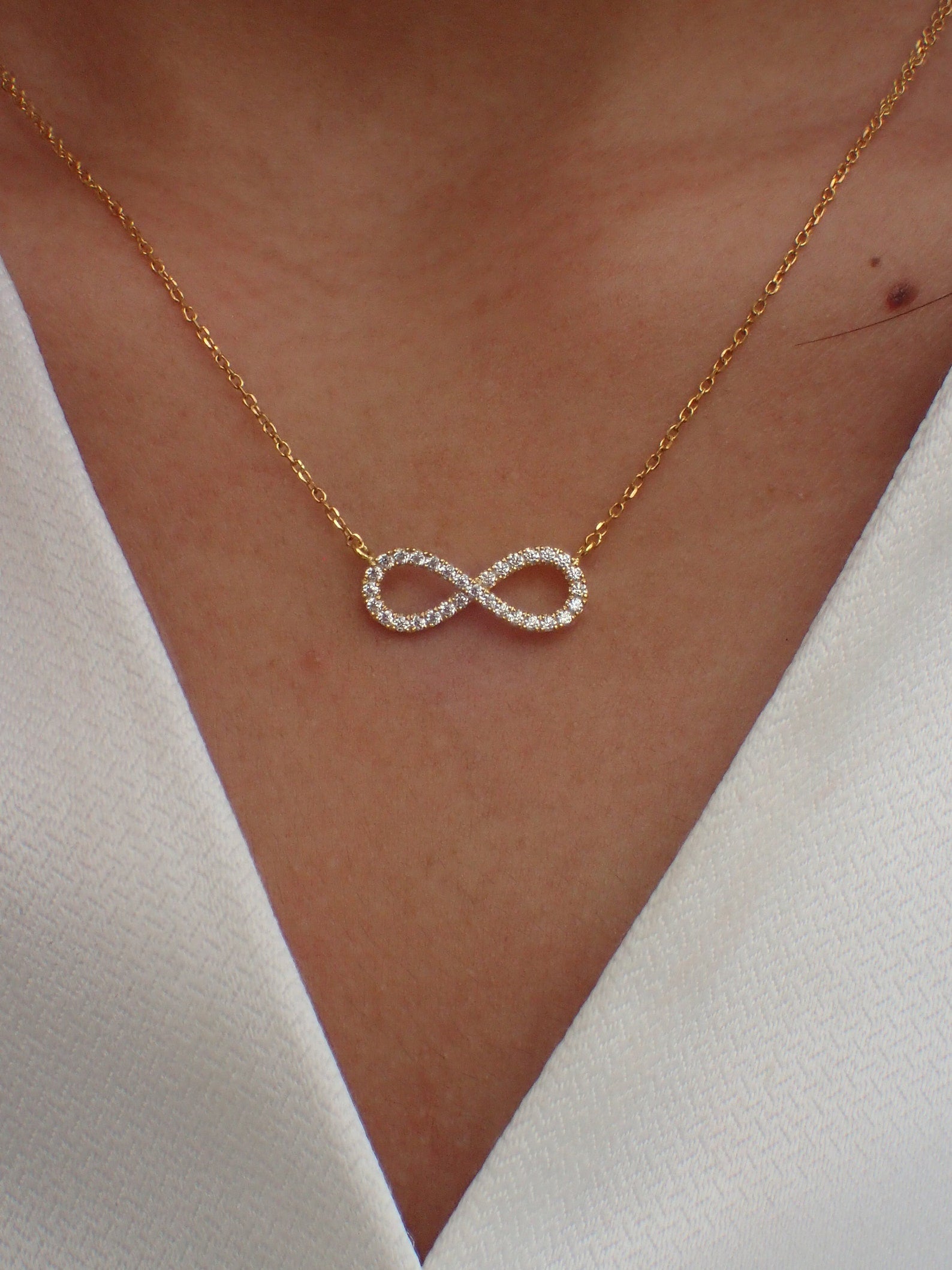 Infinity Moissanite Necklace, Infinite Love Necklace, 925 Sterling Silver Infinity Char, Gift for Wife, Girlfriend, Mother's Day Gift