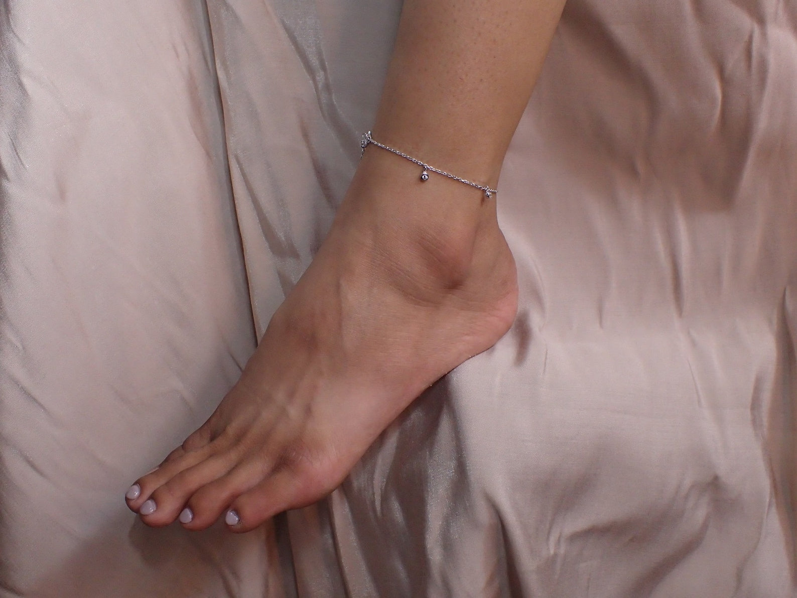 2.5mm Diamond Anklet / Bridesmaid Gift Anklet Bracelet / Minimalist Dainty Anklet / Sterling Silver Diamond Anklet