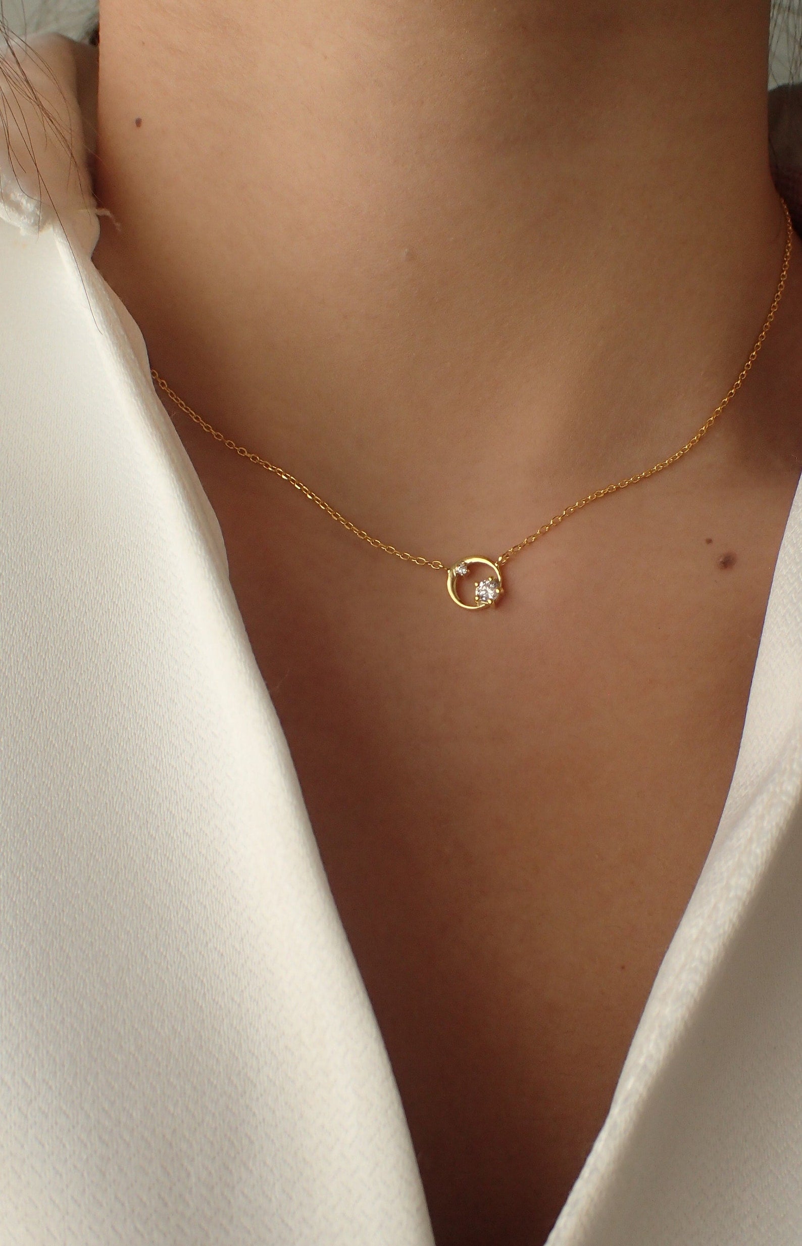 Karma Necklace / Moissanite Circle Necklace / Cluster Necklace / Minimalist Necklace / Layering Necklace / Karma Circle Necklace