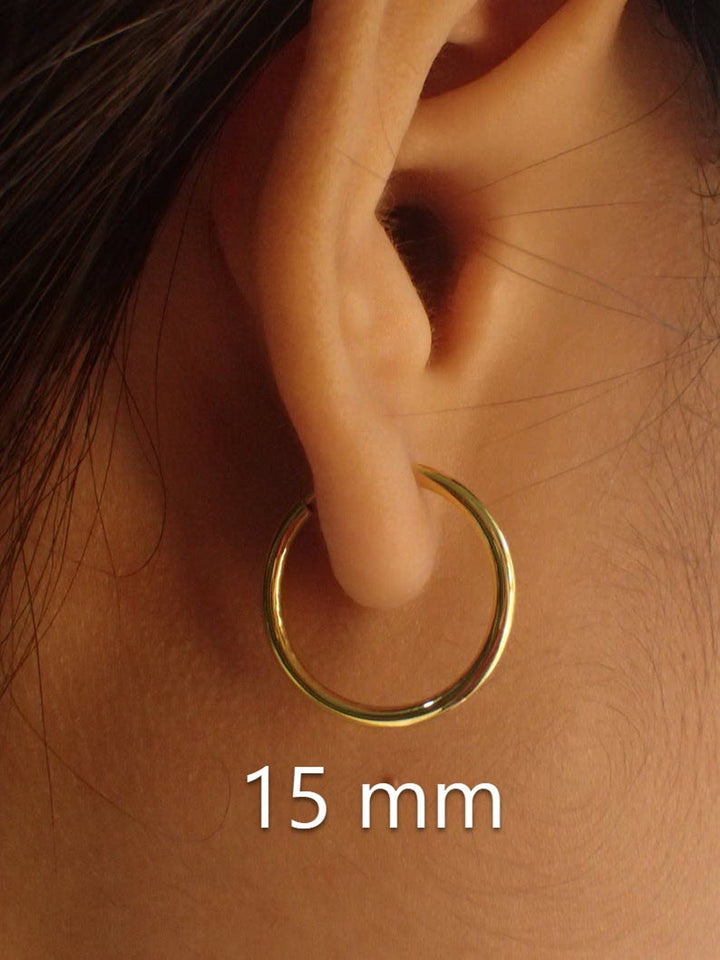 Thin Endless Hoops / Sterling Silver Minimalist Hoop Earrings / Huggie Hoops / Bridesmaid Gift /Bridal Earring Gift 10mm 15mm 20mm