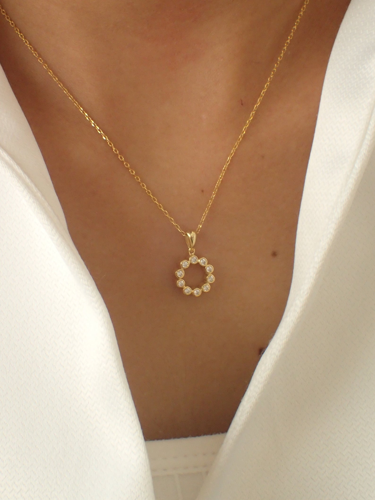 Bezel Set Circle Necklace / Crystal Circle of Life Necklace / Diamond Layered Necklace / Bridesmaid Gift