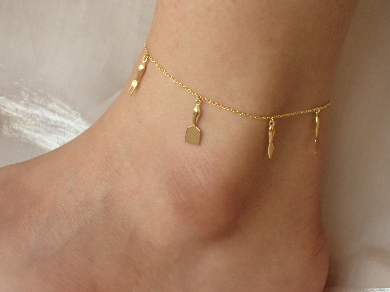 Chef Anklet / Chef Birthday Gift / Gift for Cook / Cooking Themed Gifts / Anklet Gift for Lady Chef / Utensils Anklet