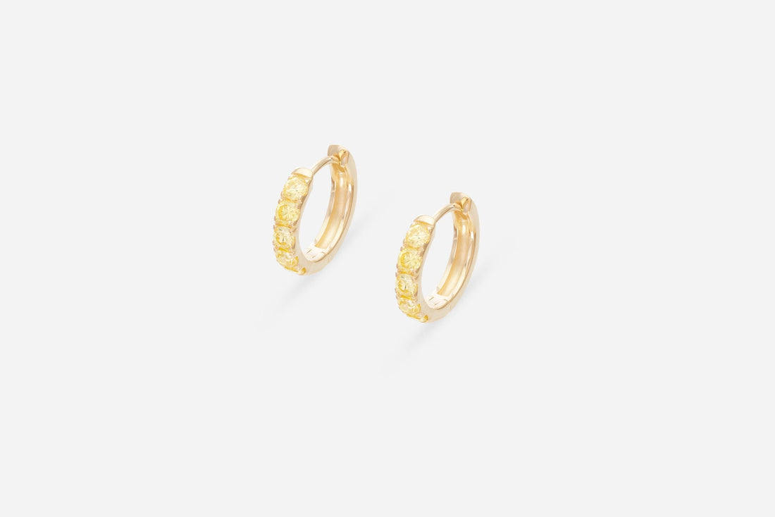 Five Stones Yellow Sapphire Hoop Earring, September Birthstone Gifts, Huggie Hoops, Minimal Hoop Earring