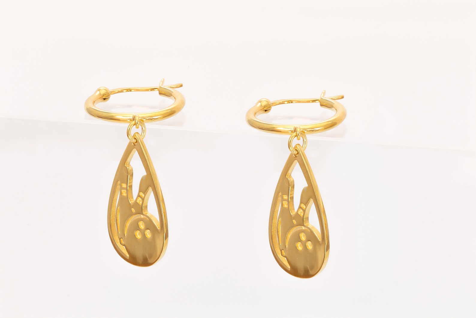 Bowling Hoop Earrings, Bowling Earrings, Bowling Earring for Ladies Bowlers, Bowling Player Wife Earring, Gift for Bowling League Member