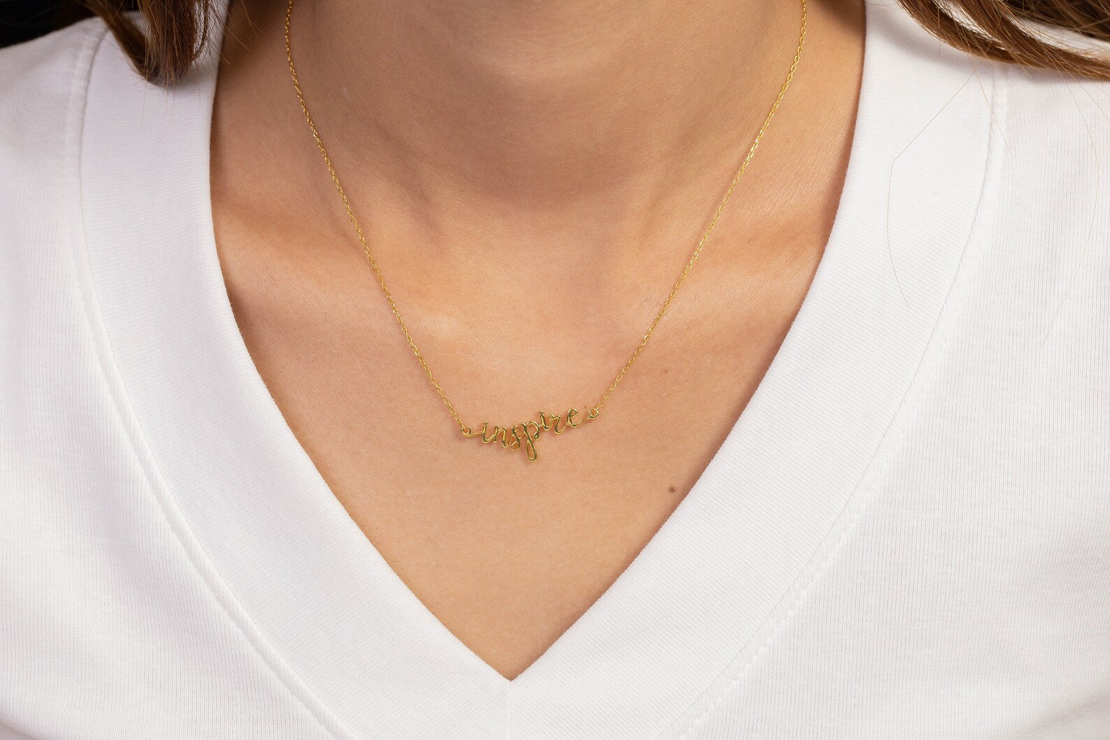 Inspire Name Necklace, Personalized Necklace Gifts For Women, Layering Necklace, Custom Name Jewelry