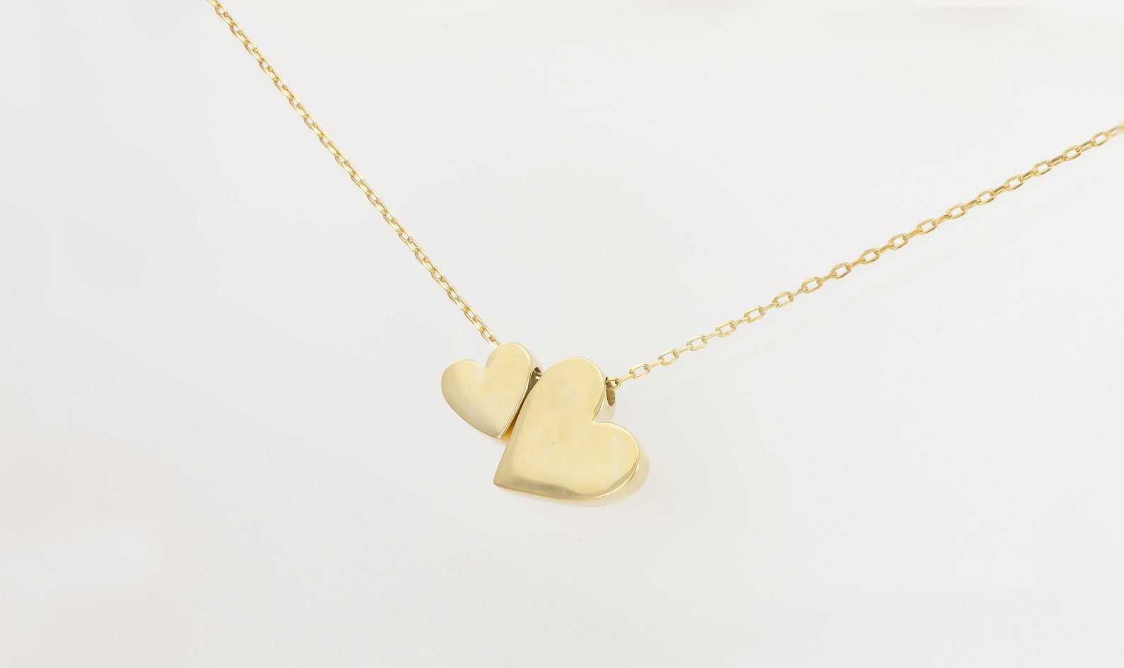 Tiny Double Heart Necklace, Minimalist Necklace, Love Necklace, Layering Necklace, Mother's Day Gift