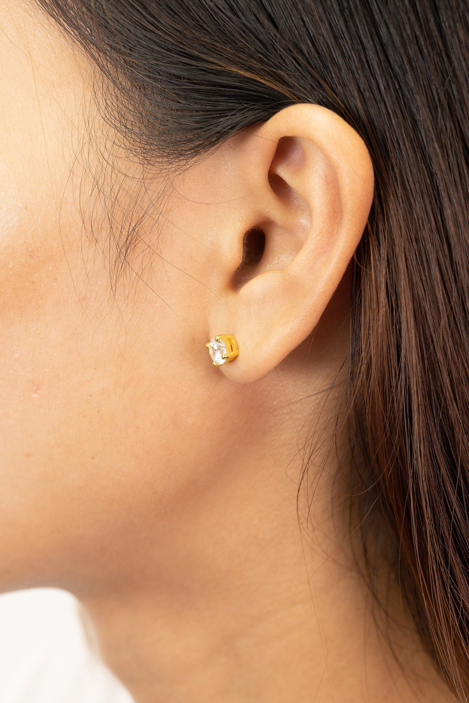 5.5 MM Round Cut Solitaire Stud Earrings, Sterling Silver Bridal Earrings, Wedding Earrings, Minimalist Classic Earrings