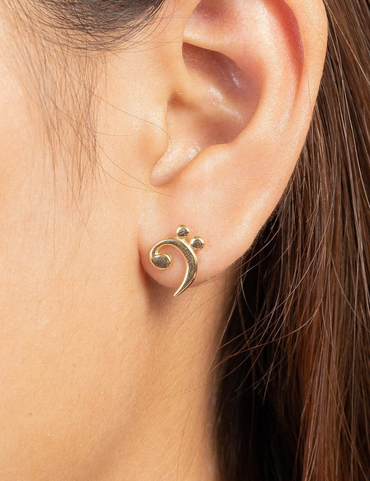 Bass Clef Stud Earring, Music Notes Earrings Gift for Women, Music Note Jewelry, Music Teacher Gift, Gift for Musician