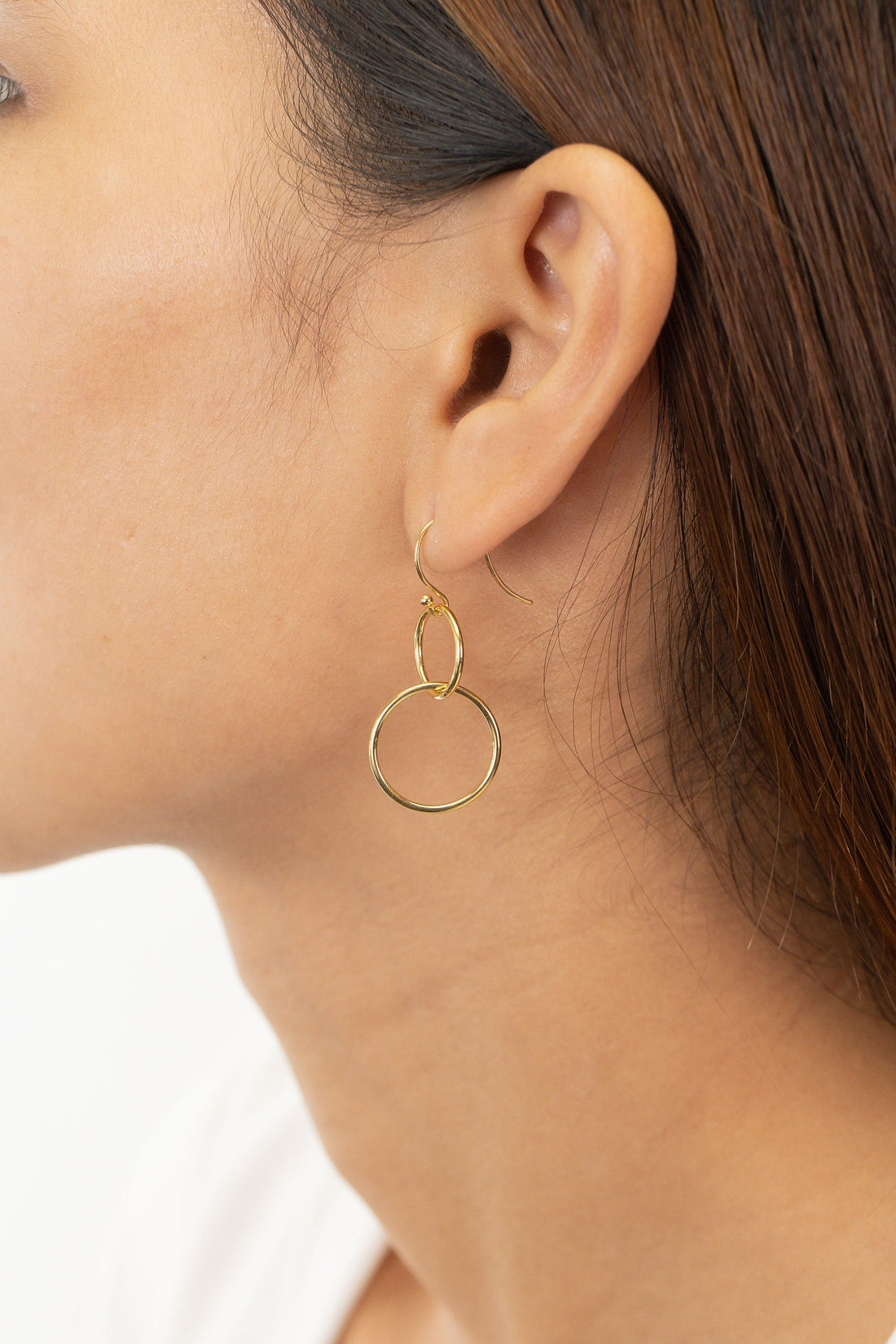 Interlocking Karma Circle Earring, Double Circle NEarring, Minimalist Drop Earring, Gift for Women