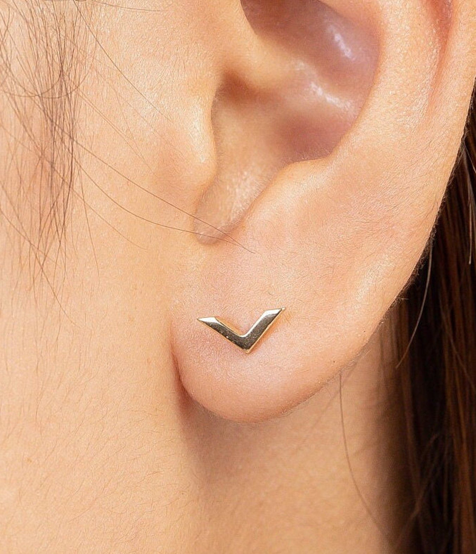 Mini Chevron Stud Earrings, Chevron Earrings, Tiny V Stud Earrings, Minimalist Earrings for Women