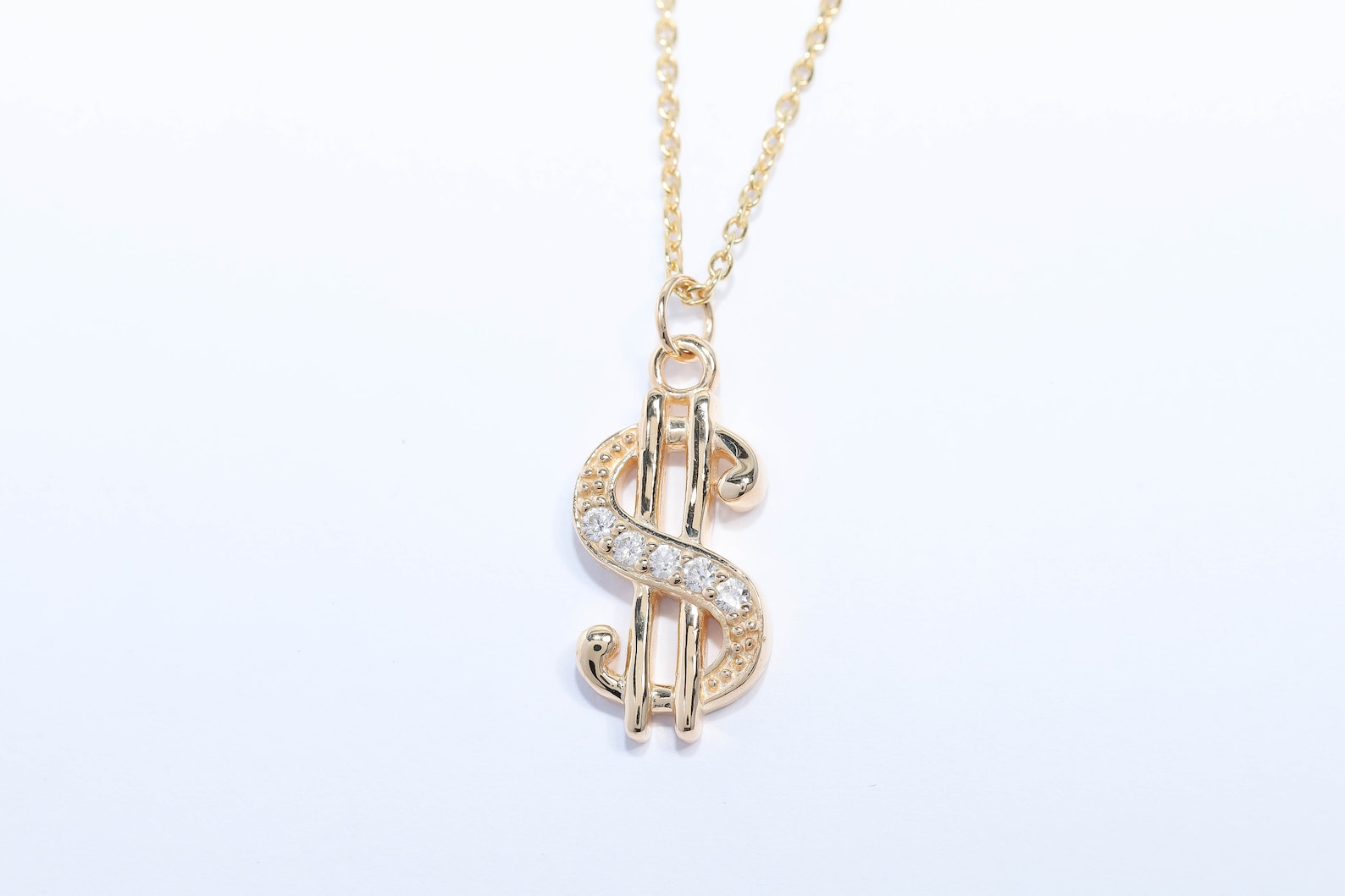 Dollar Sign Pendant Necklace, Dollar Sign Chain, Money Sign Necklace, Money Symbol Necklace, Wealth Pendant
