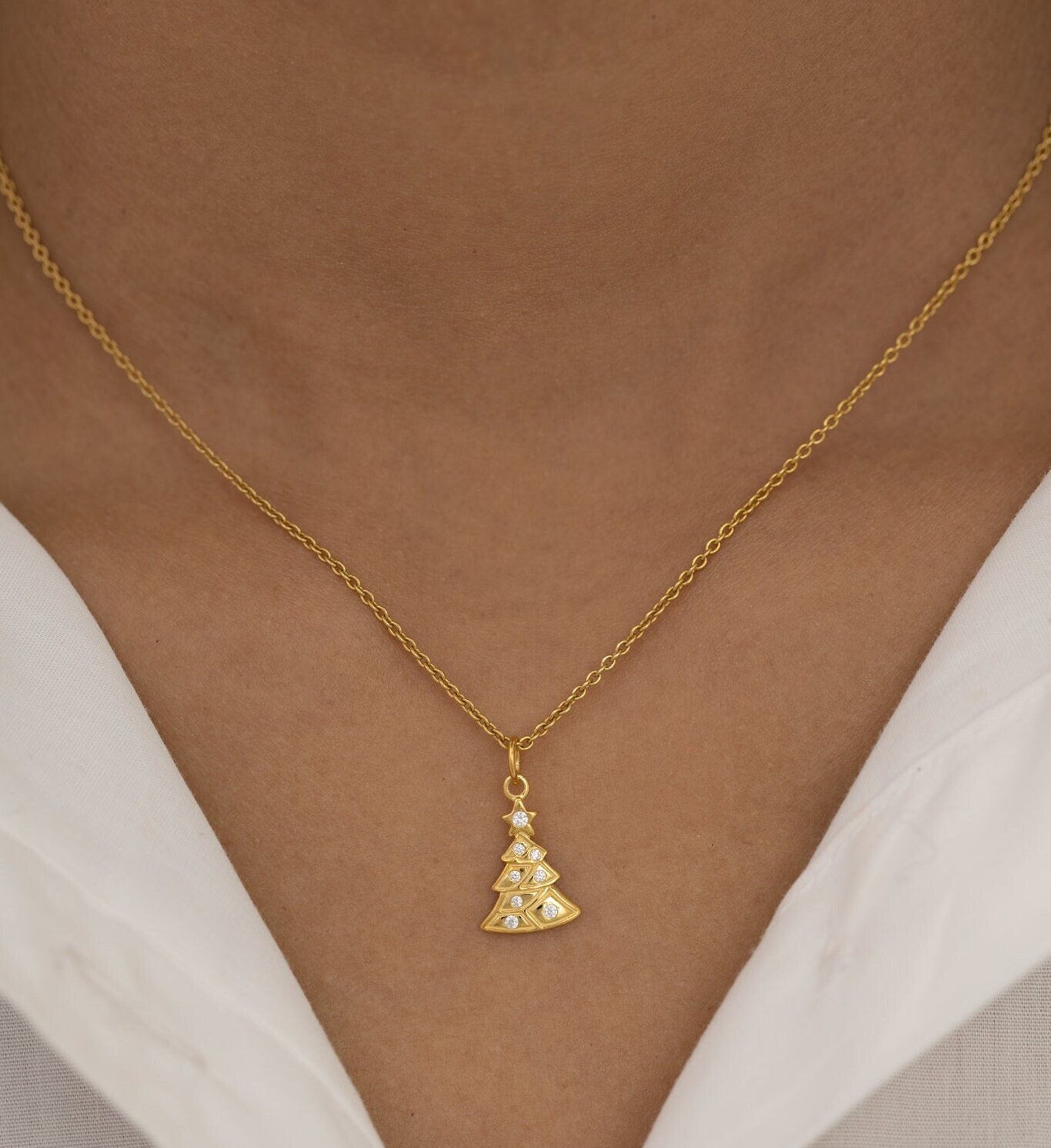 Christmas Tree Necklace, Christmas Pendant Charm, Pine Tree Necklace, Tree of Life Pendant, Christmas Tree Jewelry