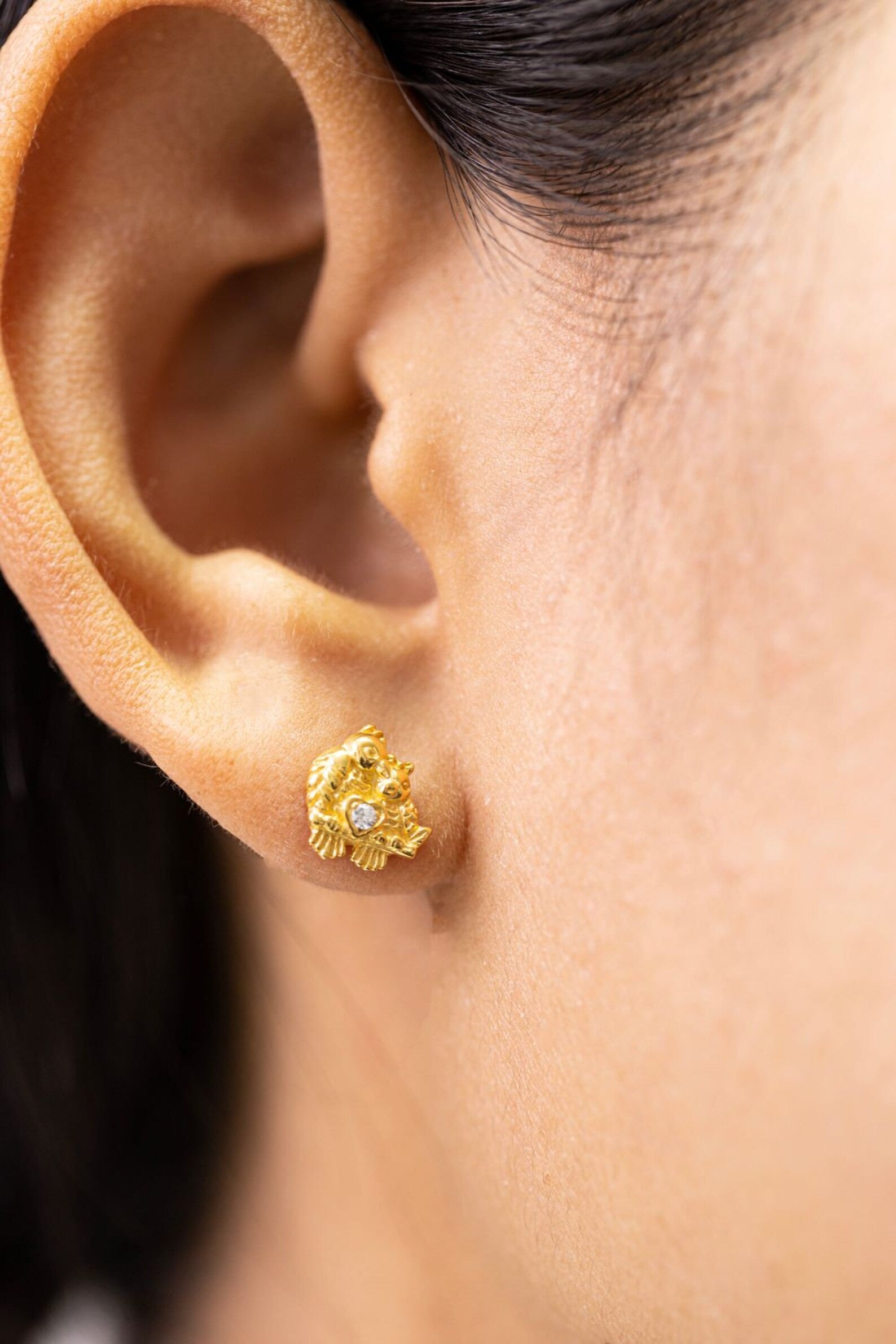 Bird Stud Earrings, Minimalist Bird Earrings, Bird Jewelry, Cute Animal Earrings, Sparrow Earrings