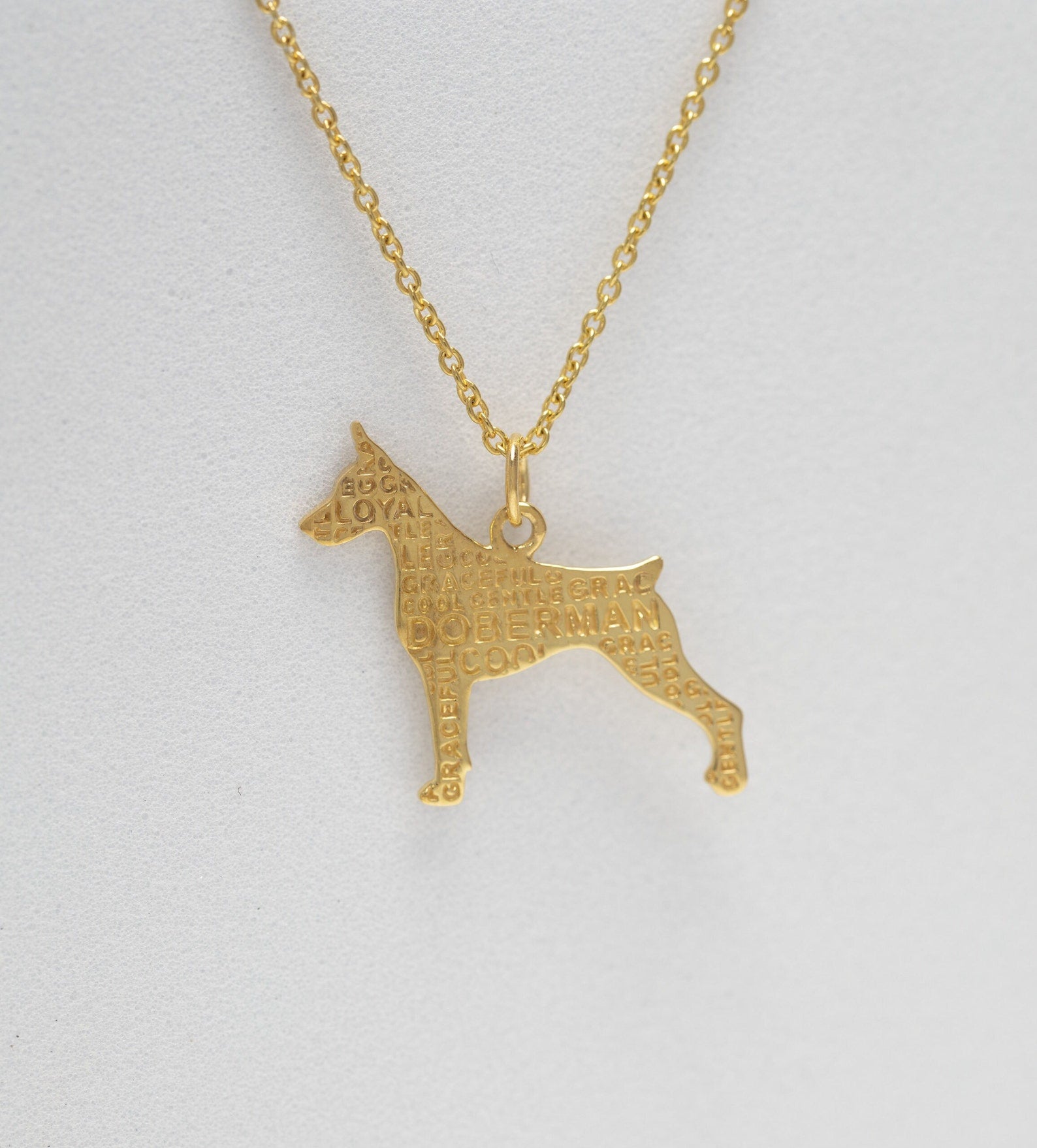 Doberman Pinscher Pendant Necklace, Minimalist Puppy Charm Necklace, Dog Lover Memorial Necklace, Memorial Gift