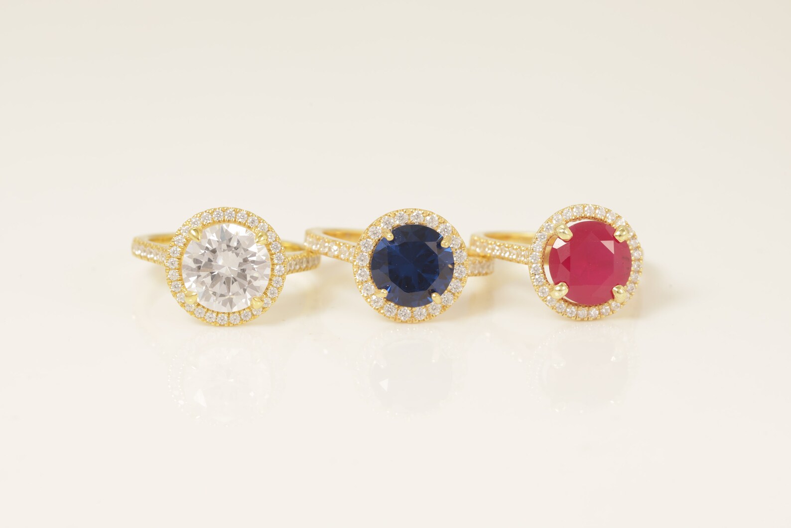 Diamond Halo Gemstones Engagement Ring, Birthstone Ring, Bridal Promise Ring Gift for Her, Anniversary Ring