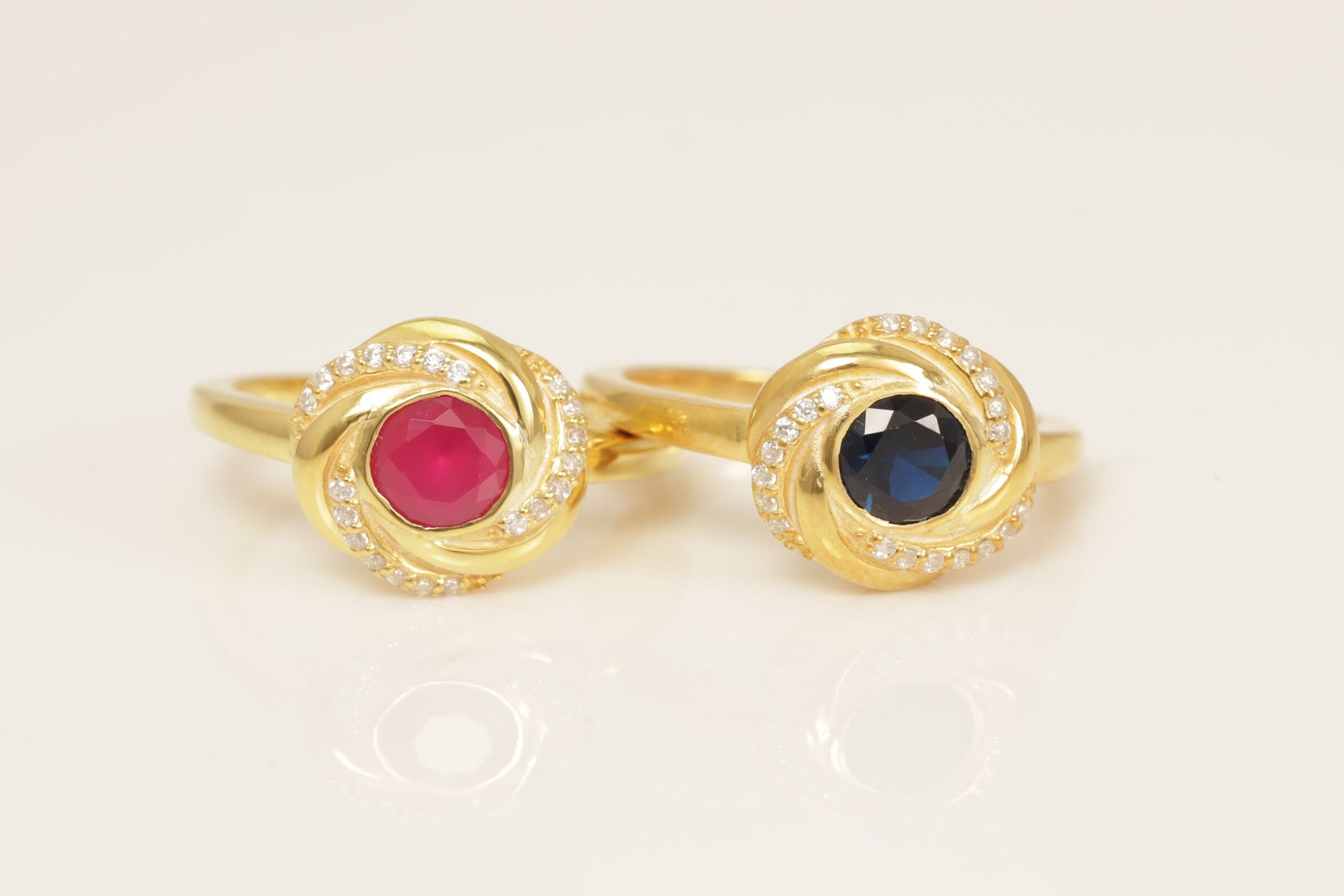 0.50 CT Blue Sapphire Engagement Ring, Gemstone Wedding Ring, Channel Set Diamond Halo Anniversary Ring, Birthstone Ring