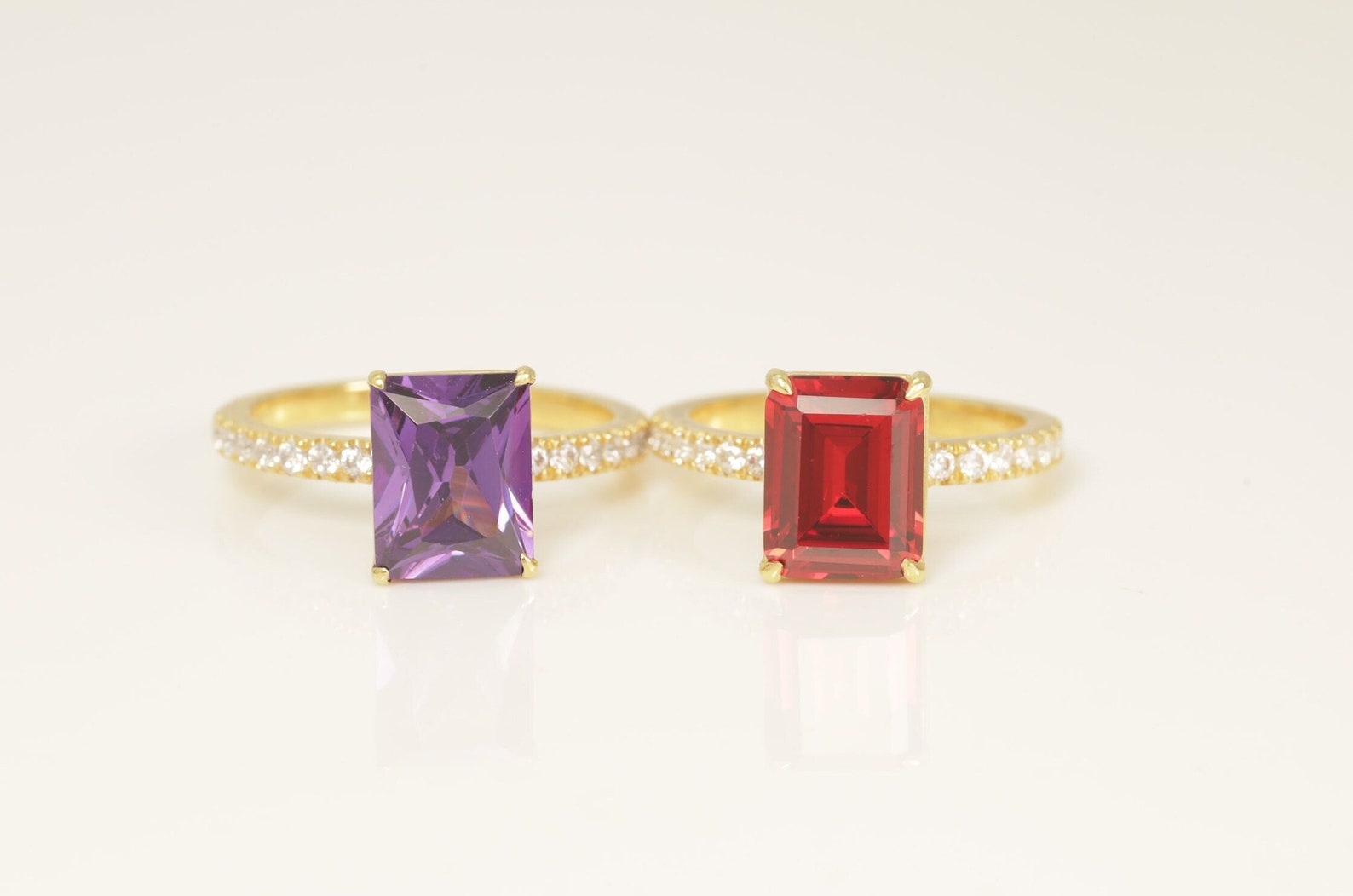 Four Prongs Amethyst Engagement Ring, Gemstones Wedding Ring, Birthstone Ring, Bridal Promise Ring, Anniversary Ring