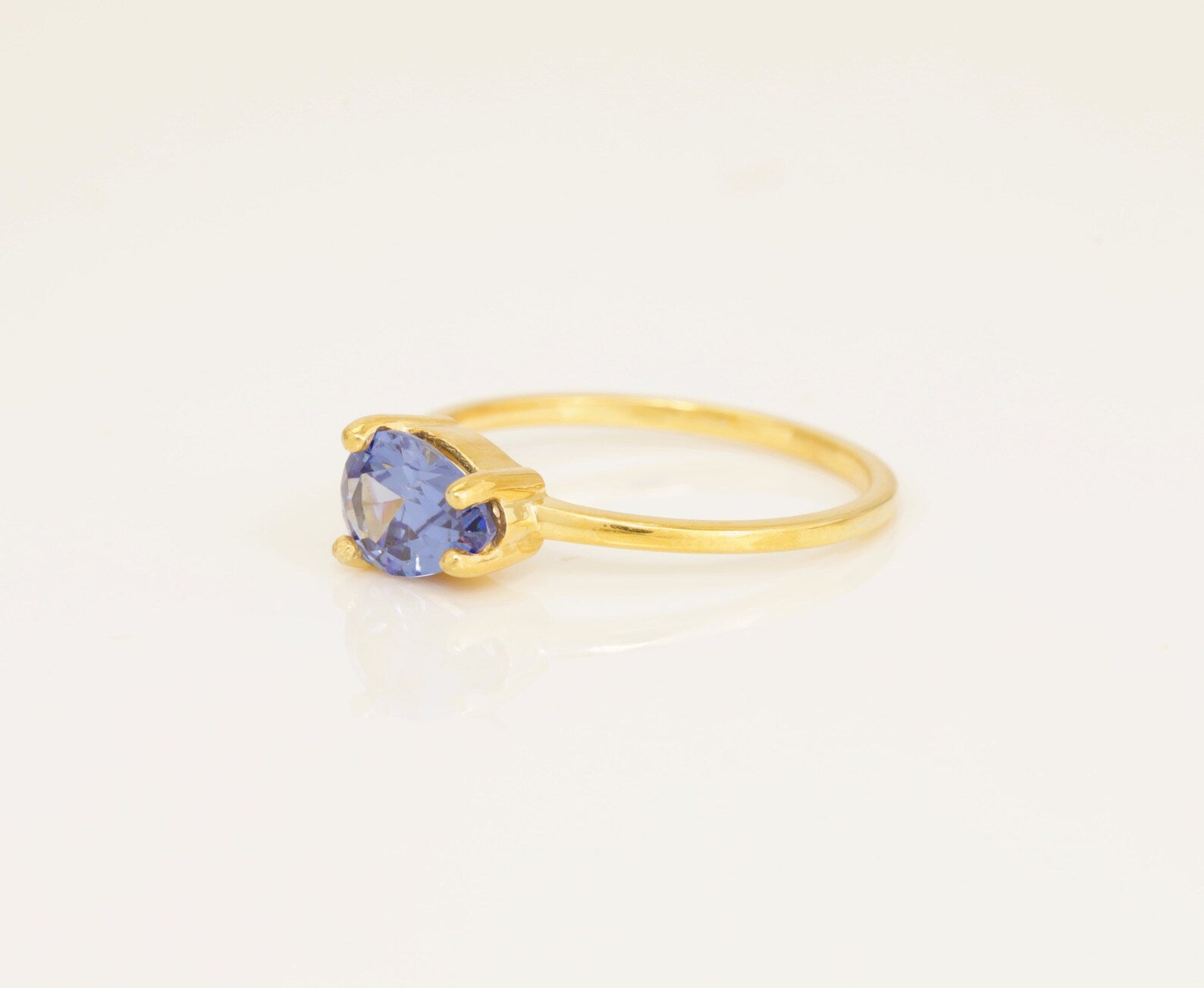 0.75 CT Pear Shape Blue Sapphire Ring, September Birthstone Ring, Tear Drop Sapphire Ring, Diamond Statement Ring, Anniversary Ring