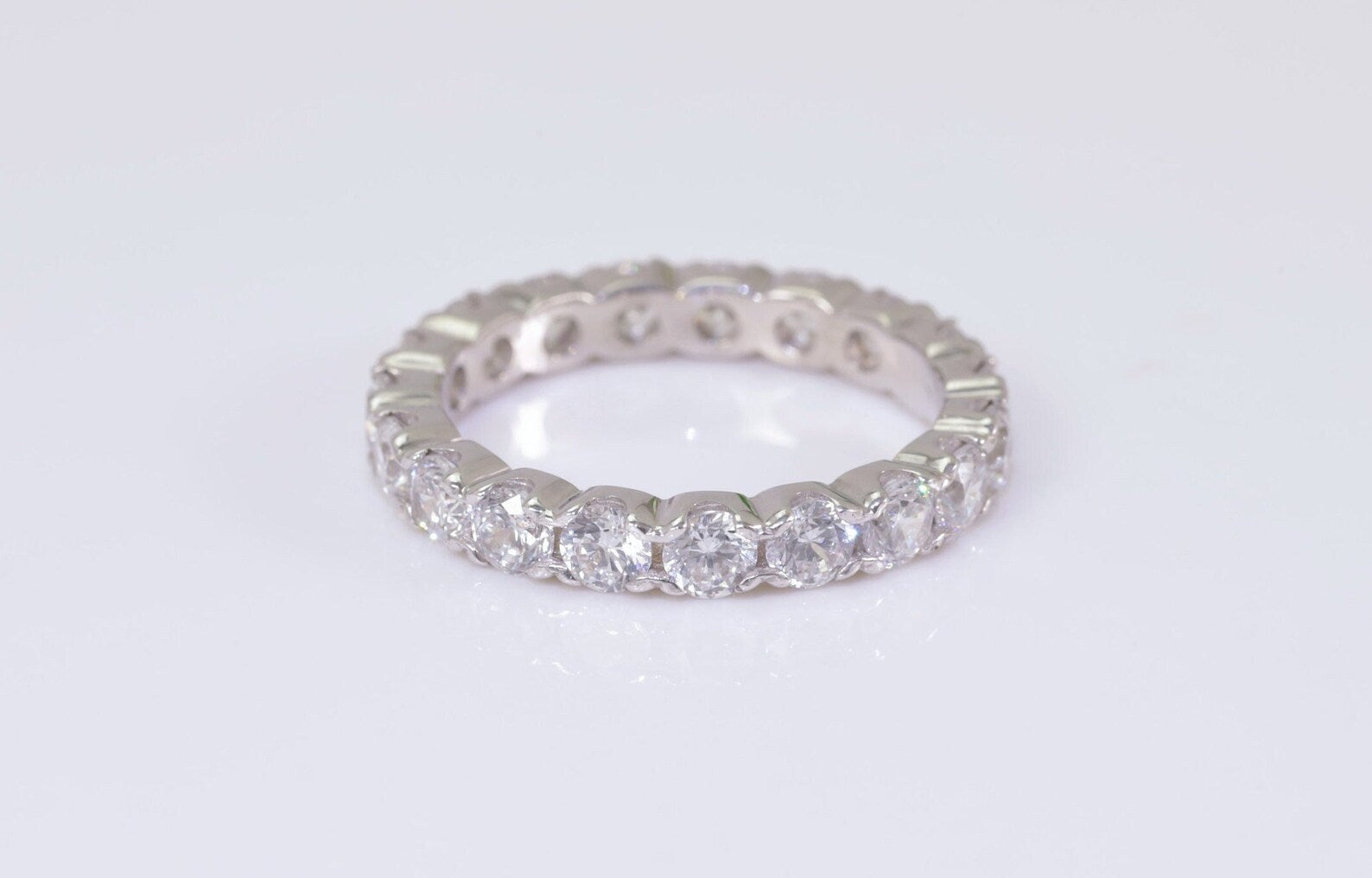 Moissanite Eternity Wedding Band Ring D Color 925 Sterling Silver Rings for Women With Certificate