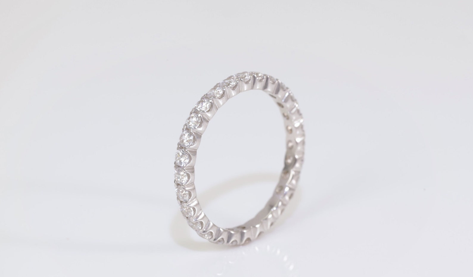 2.0mm Fishtail Moissanite Eternity Ring, Fishtail Moissanite Wedding Band, Full Eternity Moissanite Stackable Ring Gift for Women