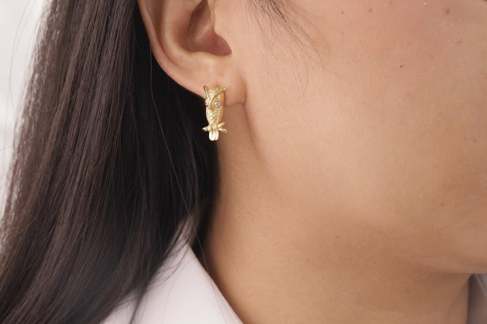 Owl Stud Earrings, Owl Stud Charm, Minimalist Owl Earrings, Animal Jewelry, Classic Earrings, Bridesmaid Gift