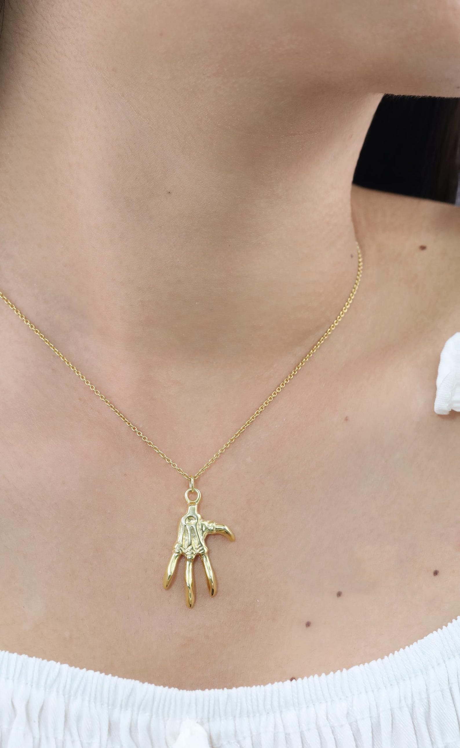 Skeleton Hand Pendant Necklace, Skeleton Necklace, Minimalist Skeleton Necklace, Dainty Necklace for Women, Gift for Her