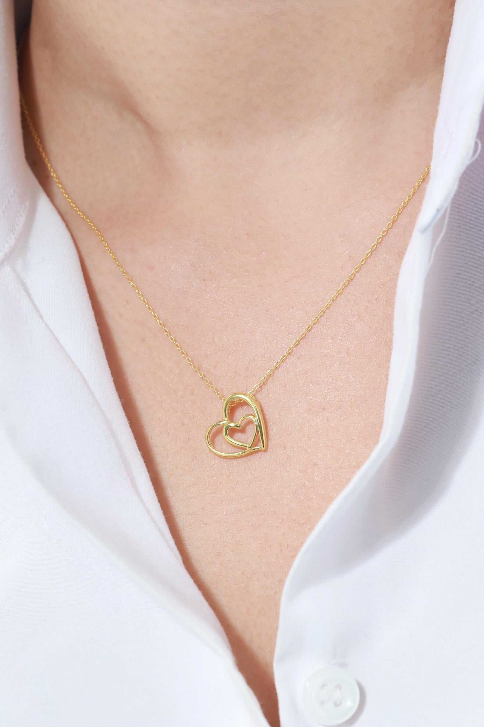 Open Heart Necklace, Valentines Gift, Bridesmaid Gift, Love Pendant, Anniversary Jewelry, Heart Necklace, Gift for Her, Love Necklace