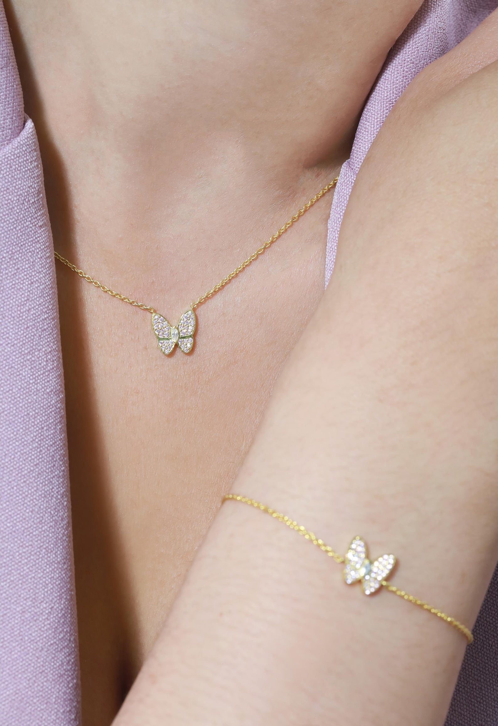 Diamond Butterfly Bracelet, Dainty Chain Bracelets, Birthstones Gifts, Bridesmaid Gift, Minimalist Bracelet Gift for Her