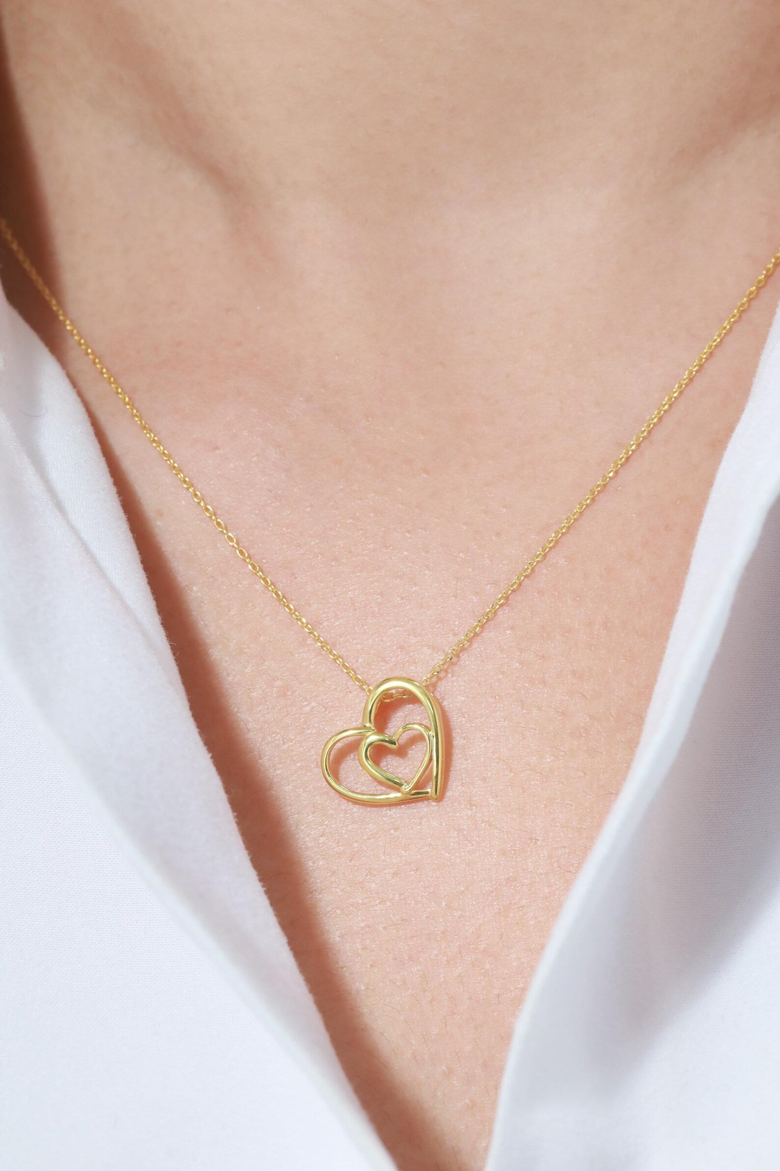 Open Heart Necklace, Valentines Gift, Bridesmaid Gift, Love Pendant, Anniversary Jewelry, Heart Necklace, Gift for Her, Love Necklace