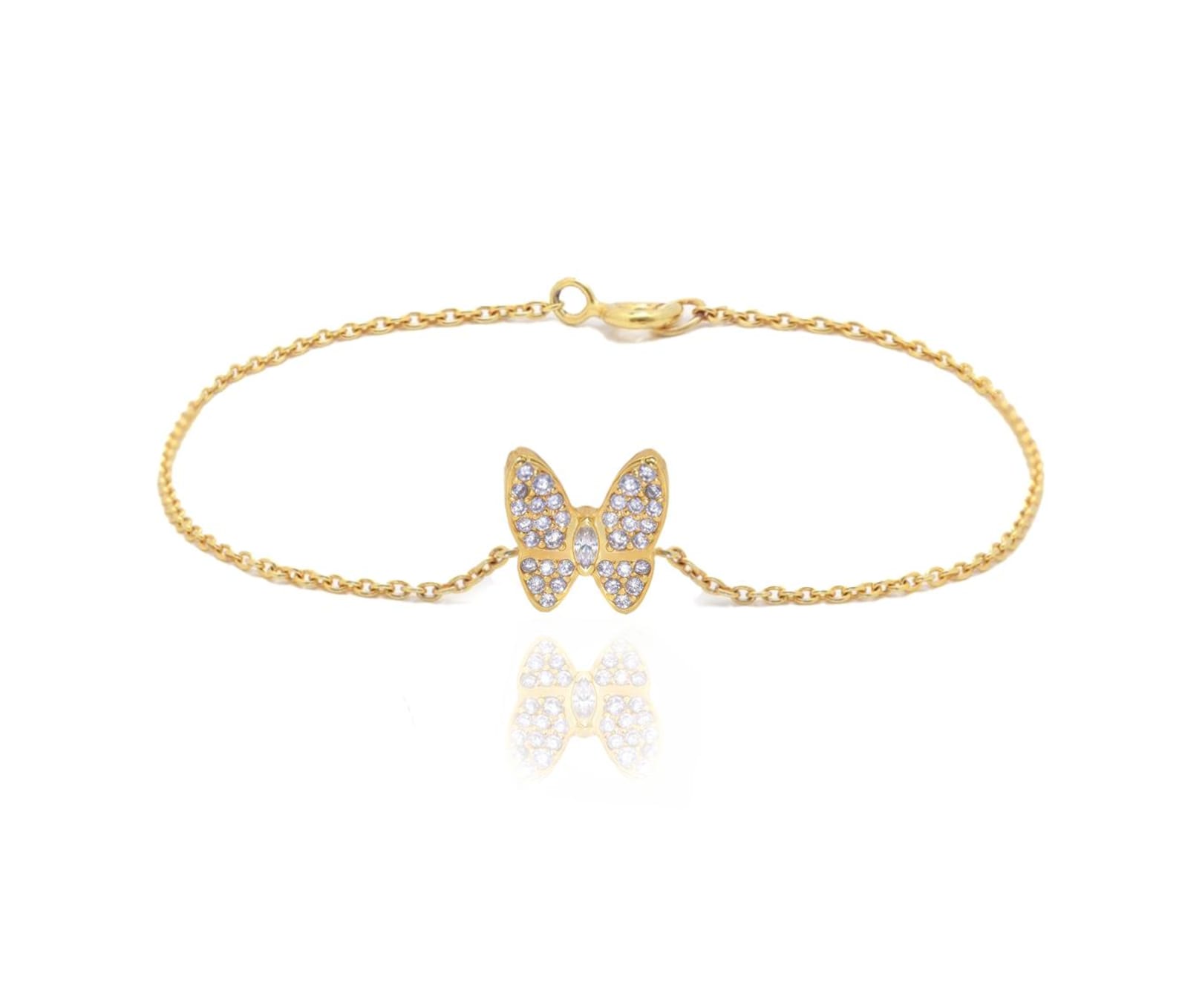 Diamond Butterfly Bracelet, Dainty Chain Bracelets, Birthstones Gifts, Bridesmaid Gift, Minimalist Bracelet Gift for Her