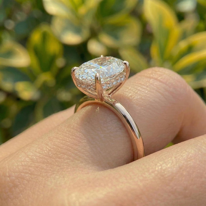 Oval Moissanite Engagement Ring in Sterling Silver — detail 8