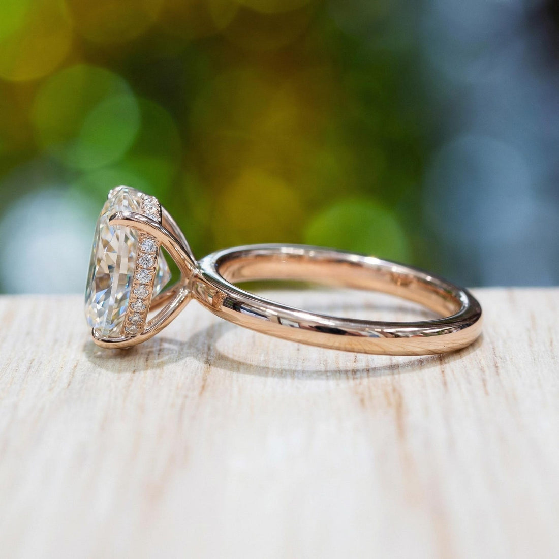 Oval Moissanite Engagement Ring in Sterling Silver — detail 4