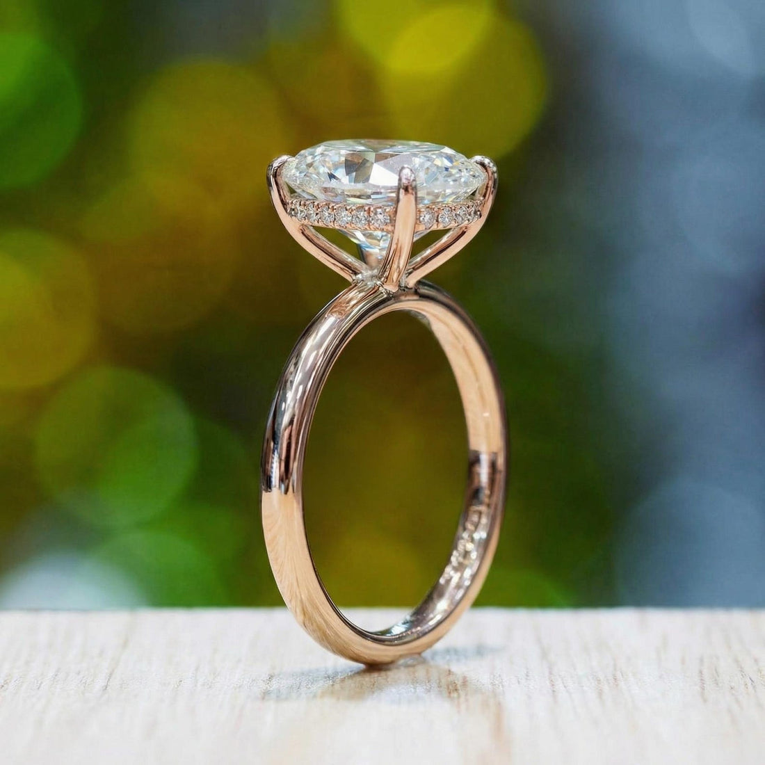 Oval Moissanite Engagement Ring in Sterling Silver — detail 5