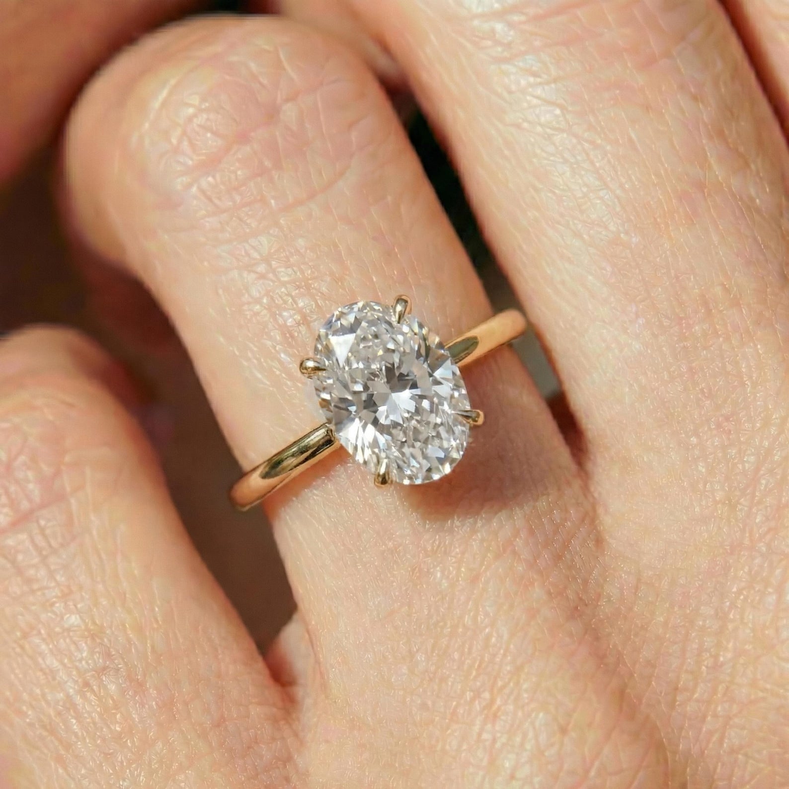 Oval Moissanite Engagement Ring in Sterling Silver — detail 2