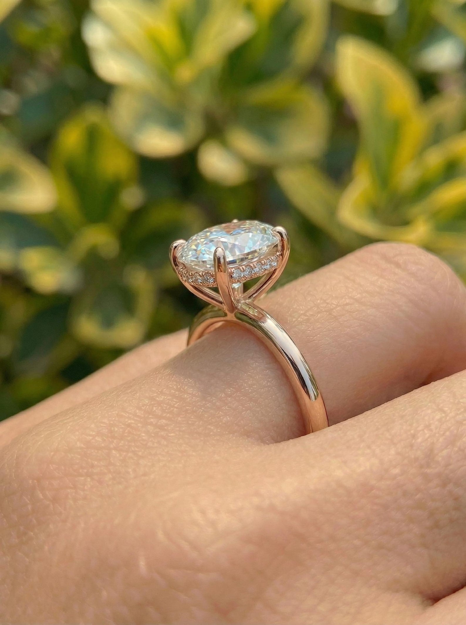 Oval Moissanite Engagement Ring in Sterling Silver — detail 6