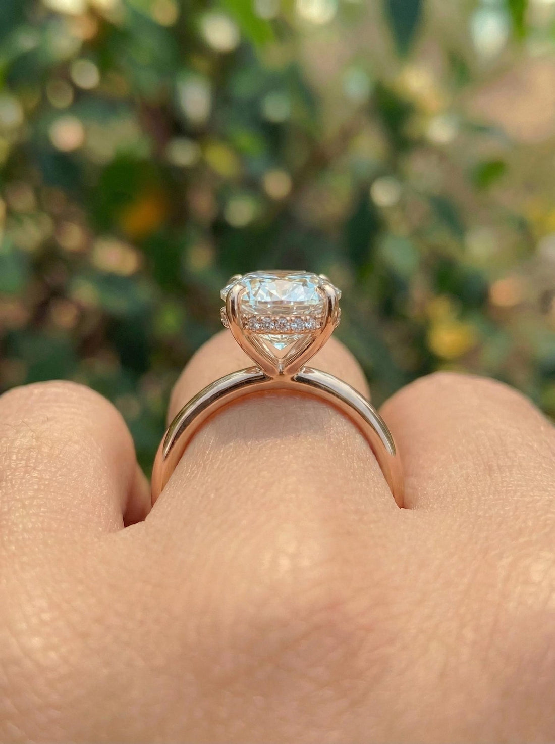 Oval Moissanite Engagement Ring in Sterling Silver — detail 7