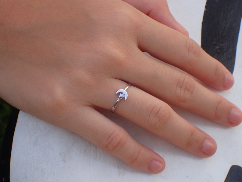 Moon and Star Ring / Sterling Silver Moon Ring / Promise Ring / Anniversary Ring