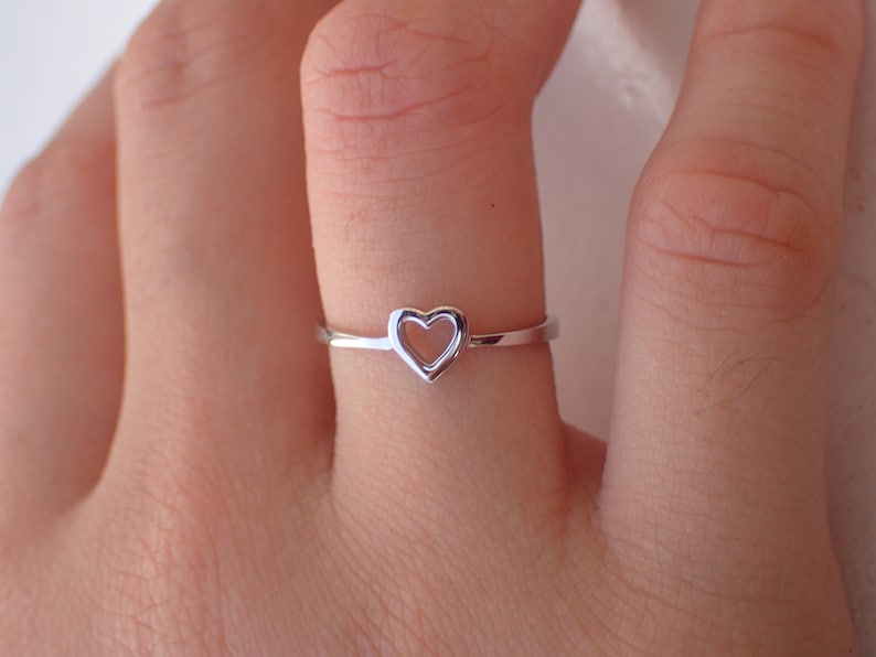 Open Heart Ring - My Heart Is Open to Your Love - Gift of Love Ring - Gift for Gf - Solid Gold 10k, 14k Heart Ring