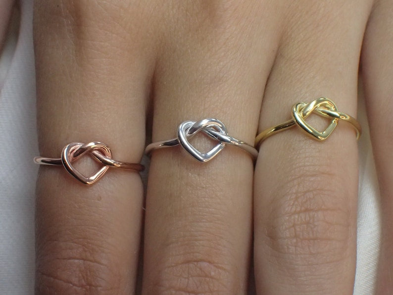 Heart Knot Ring / Love Knot Ring / Promise Ring / 925 Sterling Silver Knot Ring / Bridesmaid Gift / Unity Ring