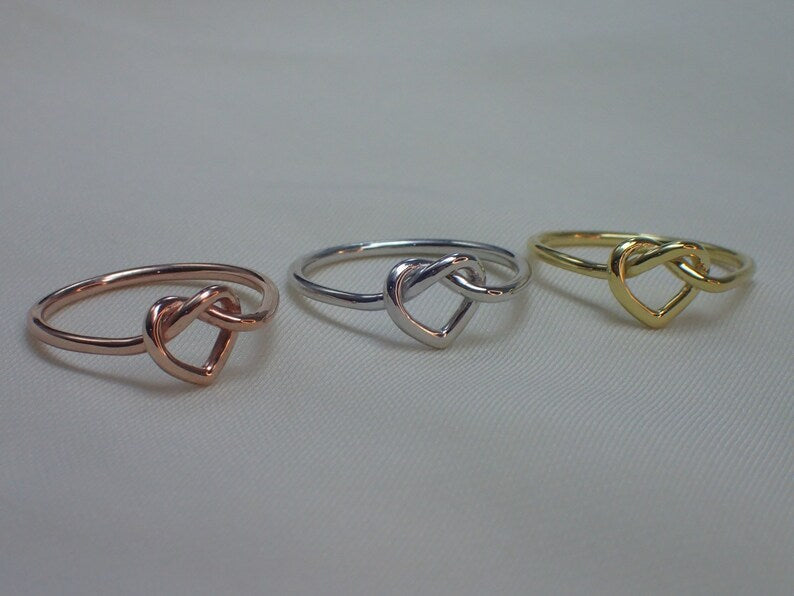 Heart Knot Ring / Love Knot Ring / Promise Ring / 925 Sterling Silver Knot Ring / Bridesmaid Gift / Unity Ring