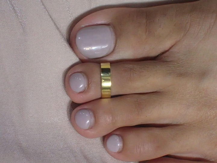 Toe Ring / Adjustable Flat Toe Ring / Gold Plated Minimalist Toe Ring / Foot Jewelry