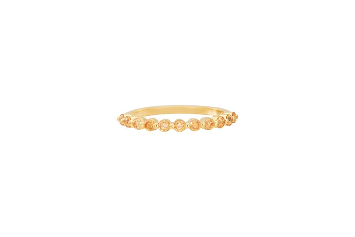 2.0 mm Single Prong Citrine Ring, November Birthstone, Half Eternity Stackable Band, Citrine Wedding Band, Stacking Ring